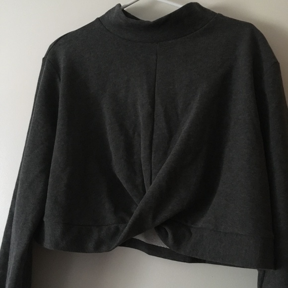 NAP LOUNGEWEAR Dark Grey Cotton Gathered Front Crop Top M - Picture 6 of 9